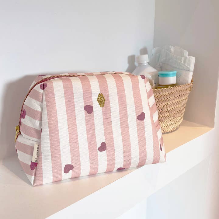 TOILETRY BAG | Jade Candy Stripes