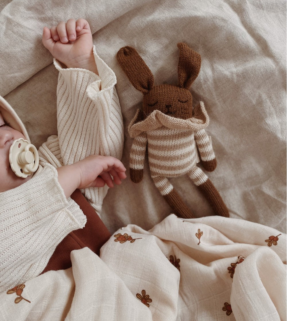 BUNNNY KNIT TOY | sand striped romper