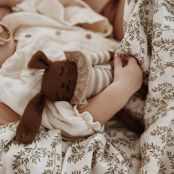 BUNNNY KNIT TOY | sand striped romper