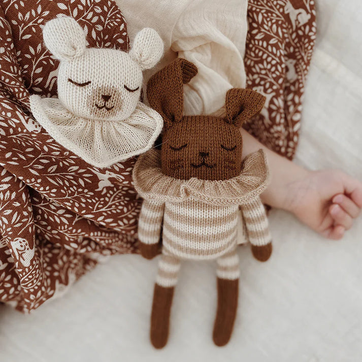 BUNNNY KNIT TOY | sand striped romper